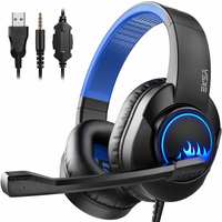 EKSA T8 PS4 Headset Gaming Headphone with Noise Canceling Mic, Wired PC Headset with Surround Stereo Sound, LED Light for PS4, PC, Laptop