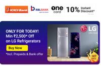 Flipkart Hot Price Only for Today! Min 2500 off on LG Refrigerator  + ₹750 off with Supercoins on Frost Free