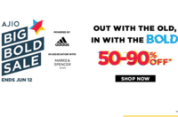 AJIO Big Bold Sale  - Up to 90% off  on clothing and acessories + Upto 10% off via Bank discounts 