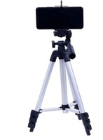 Stela Tripod-3110 Portable Adjustable Aluminum Lightweight Camera Stand With Three-Dimensional Head & Quick Release Plate For Video Cameras and mobile Tripod Tripod (Silver, Supports Up to 1500 g)