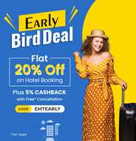 Grab Exclusive Deal on Hotel, Enjoy Flat 20% Off with 5% Cashback