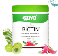 O'ZIVA : Get Plant Based Biotin. 10,000+ mcg, for Hair Growth & Hair Fall Control,125g + Daily Skin & Hair Essentials