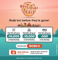 Upto 20% off on Flight, Hotel & Bus using Bank of Baroda Credit Card