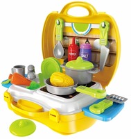 Cable World Plastic Luxury Kitchen Set Cooking Toy with Briefcase and Accessories (Yellow)