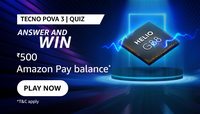 Amazon Tecno POVA 3 Quiz Answers Today : Win Rs.500 Amazon Pay Balance