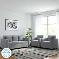 Bharat Lifestyle Lexus Fabric 3 + 1 + 1 Light Grey Sofa 