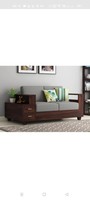 DriftingWood Wooden Sofa Set for Living Room | 2 Seater Sofa Set with Attached End Table Fabric 2 Seater  Sofa