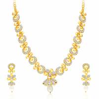 Sukkhi Glittery Gold Plated AD Necklace Set For Women