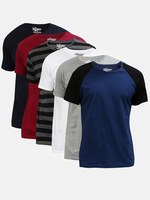 Roadster - Men Pack Of 6 White Printed Round Neck T-shirts