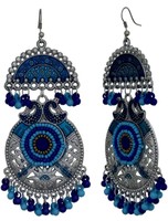 Meena_Moti Mayur Silver, Alloy Chandbali Earring