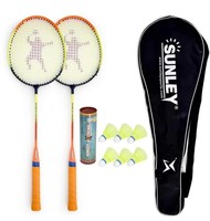 SUNLEY Swag Wide Body Badminton Combo Set of 2 Piece Racquet 6 Piece Plastic Shuttle with 1 Piece Attractive Cover Badminton Kit