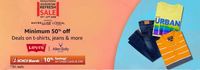 Minimum 50% Off on T-Shirts Jeans & More Of Top Brands