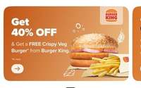 Get 40% Discount + FREE Crispy Veg Burger on Orders Above Rs 149
