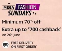 Mega Fashion Sundays 26 June - Upto 80% off + Upto Rs.700 Cashback