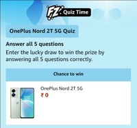 Amazon OnePlus Nord 2T 5G Quiz Answers : Win OnePlus Nord 2T Smartphone