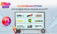 Tataplay Jingalala Wednesday afternoon offer - English movies/entertainment pack for Rs.1