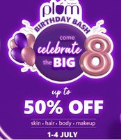 Plum's Biggest 8th Birthday Bash Sale Upto 50% off + Freebies worth Rs.1500
