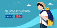 Get 15% off on Domestic & 10% on International Flights with AU Bank Credit Cards.