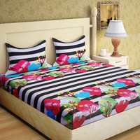 PRIDHI Pure Cotton Geometric King Size Double Bedsheet with 2 Pillow Covers for Bedroom