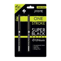 Jaquline USA Onestroke Super Black Kajal Twin Pack, Smudge Proof, Water Proof, Black, (Pack of 2)