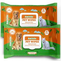 AMORITE® Pet Wipes/Grooming Wipes for Dogs, Cats-100% Viscose Fabric -Biodegradable Pack of 2 (160 Pcs)