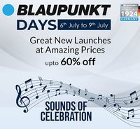 Blaupunkt Days Upto 60% Off + Bumper Lucky Draw + Rs.100 A Pay Voucher & More Offers  (6-9 July)