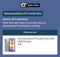Amazon Samsung Galaxy M13 Series Quiz Answers Today