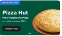 Zomato free Margherita pizza on order above 199