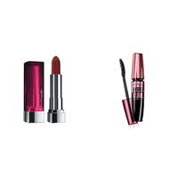Maybelline New York Lip & Lash Combo:Hypercurl Mascara Waterproof + Creamy Matte Burgundy Blush