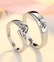 Stylish Couple rings for Lovers, Platinum Plated Silver Crystal Elegant Couple Rings with Beautiful Diamond stone Rings for Men and Women Alloy Crystal Silver Plated Ring Set