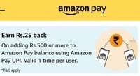 Amazon Pay Cashback Offer : Add Rs.500 & Get Instant Rs.25 CB 