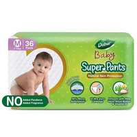 Dabur Baby Super Pants |Medium Size Baby Diapers 12 Hrs Zero Leakage - 36 Packs