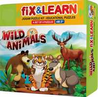 Akrobo Education and Learning Set of 4 Puzzle 36 Pieces Wild Animal for 3 Years and Above, Multicolor