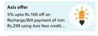 5% off up to 100 discount on bill payment / recharge in Amazon pay using axis neo cc. 