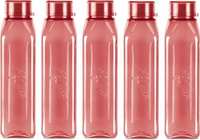 MILTON Prime 1000 Pet Water Bottle, Set of 5, 1 Litre Each, Burgundy 1000 ml Bottle (Pack of 5, Maroon, Plastic)