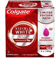 Colgate Visible White Toothpaste with Makeup Applicator Sponge - 400gm (4x100g)