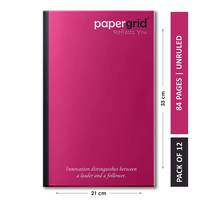 Papergrid Notebook - Ultra Long Book (33 cm x 21 cm), Unruled, 84 Pages, Soft Cover - Pack of 12