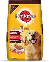 Pedigree Adult Dry Dog Food, Meat & Rice, 20kg, brown