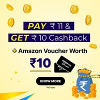 Pay Rs 11 & Get Rs 10 Cashback + Amazon voucher Worth Rs 10
