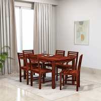 Amazon Brand - Solimo Mehraab 6 Seater Dining Set with 6 Chairs (Solid Sheesham Wood, Honey Finish)