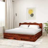 Amazon Brand - Solimo Mehraab King Size Solid Sheesham Wood Bed with Box Storage (Honey Finish)