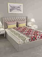 Raymond Home 100% Cotton 144 TC Multicolor Double bedsheet with 2 Pillow Covers, King (Camphor)