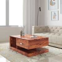 Amazon Brand - Solimo Declut Coffee Table with 1 Drawer (Sheesham Wood, Natural Finish)