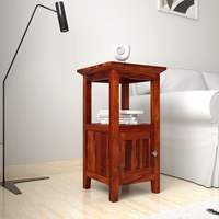 Amazon Brand - Solimo Kemfert Side Table with 1 Door Compartment (Sheesham Wood, Honey Finish)
