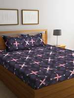 Home Sizzler 144 TC Microfibre Violet Double Bedsheet with 2 King Size Pillow Covers