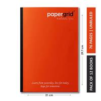 Papergrid Notebook - A4 (29.7 cm x 21 cm), Unruled, 76 Pages, Soft Cover - Pack of 12 