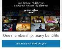 Join Amazon Prime & get Rs.250 Cashback 