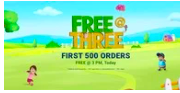 (Live at 3 PM) Firstcry Free at three 100% Off upto 1500 on First 500 Orders