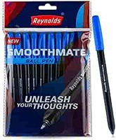 Reynolds SMOOTHMATE 10 CT PENS - BLUE Ball Pen I Lightweight Ball Pen With Comfortable Grip for Extra Smooth Writing I School and Office Stationery