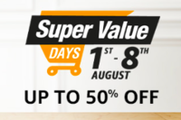 Amazon Super Value Days (1 - 8 Aug ) Fresh | Get Flat ₹250 Back Min Order: ₹1500 (Prime Only) | 10% off with SBI